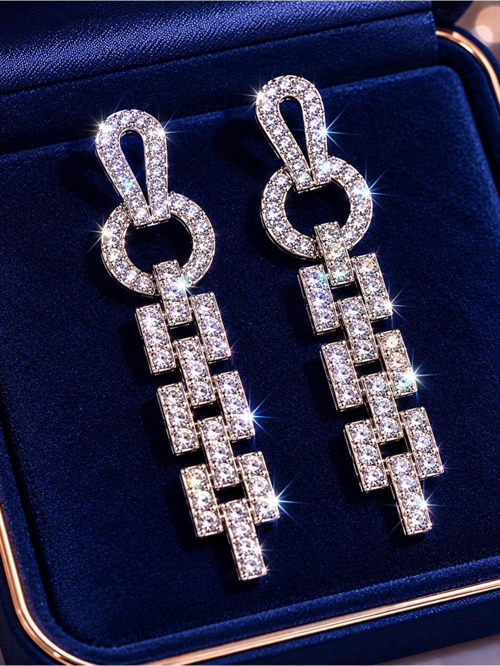 Elegant Luxury Silver tone finish long drop earring - Picture 2 of 10